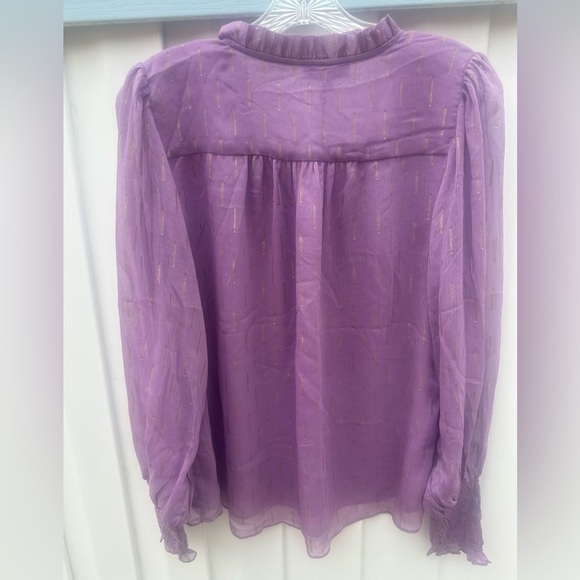 Elegant Purple Blouse with Tie Neck - Picture 10 of 10